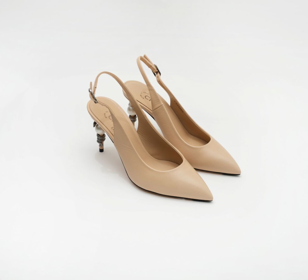 Chanel Slingback Pumps Beige Leather