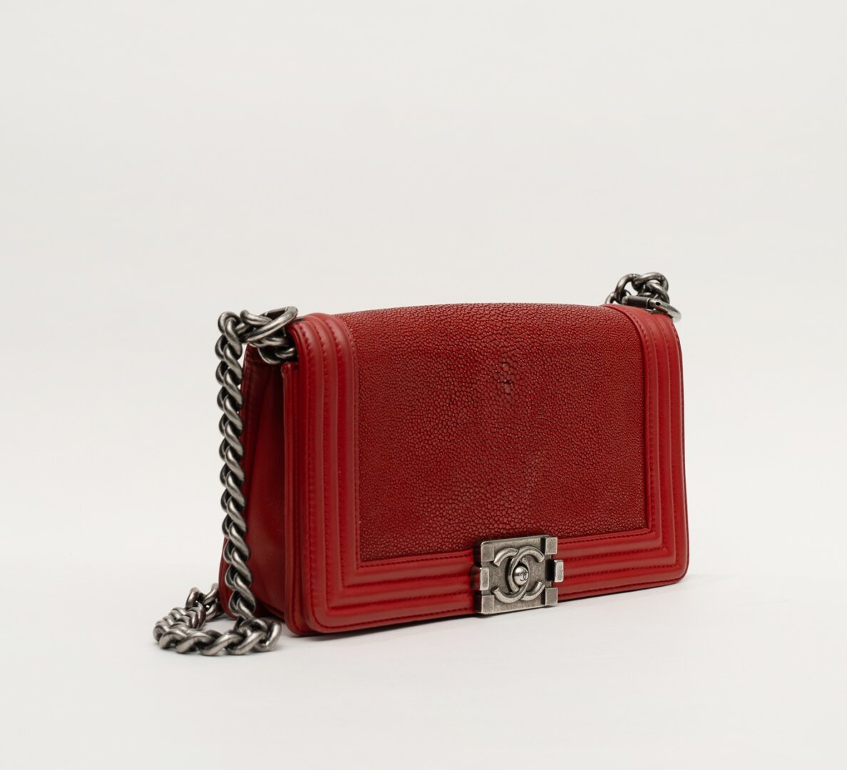 Chanel Boy Medium Red Stingray Leather Bag