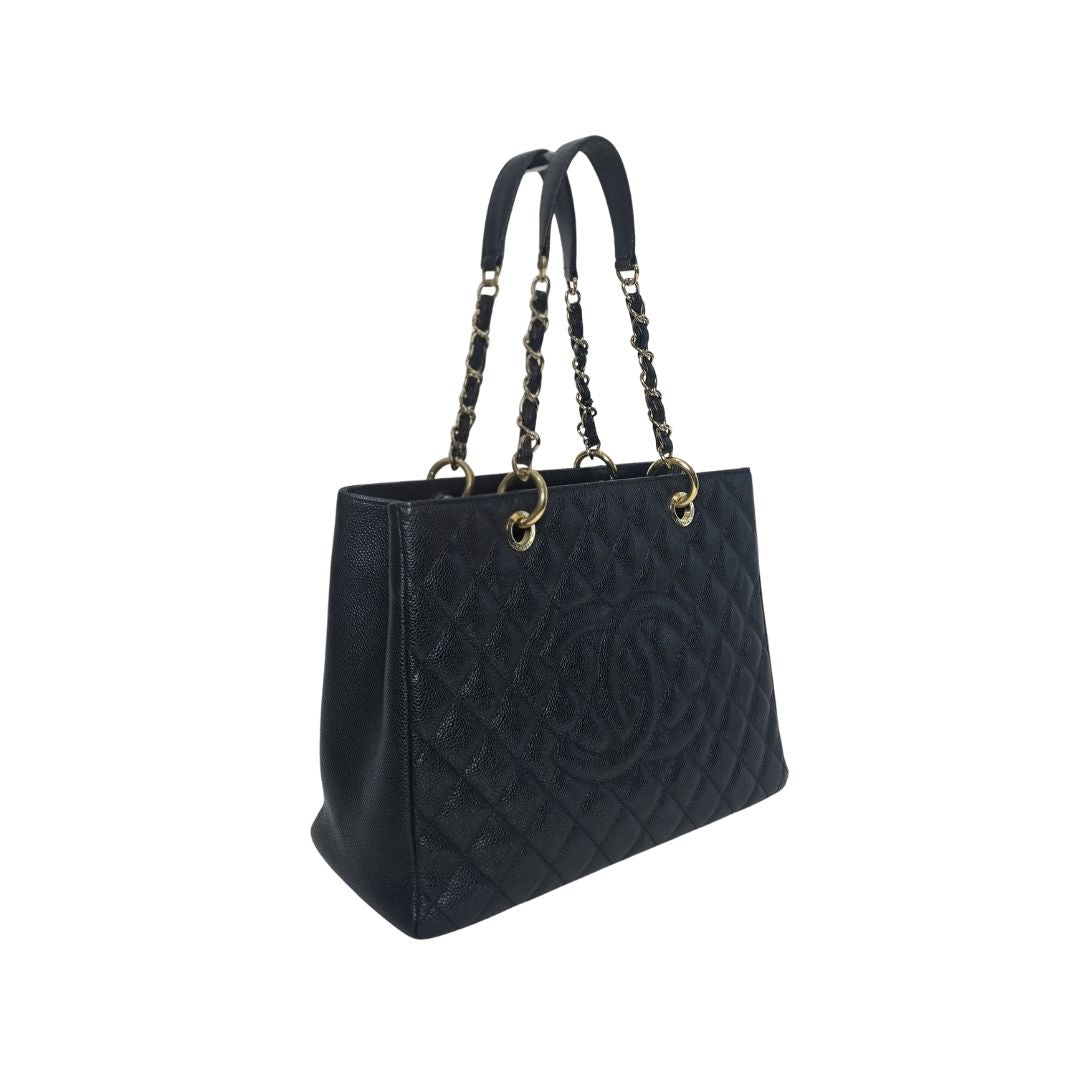 Chanel Grand Shopping Gold Hardware Tote Black Bag