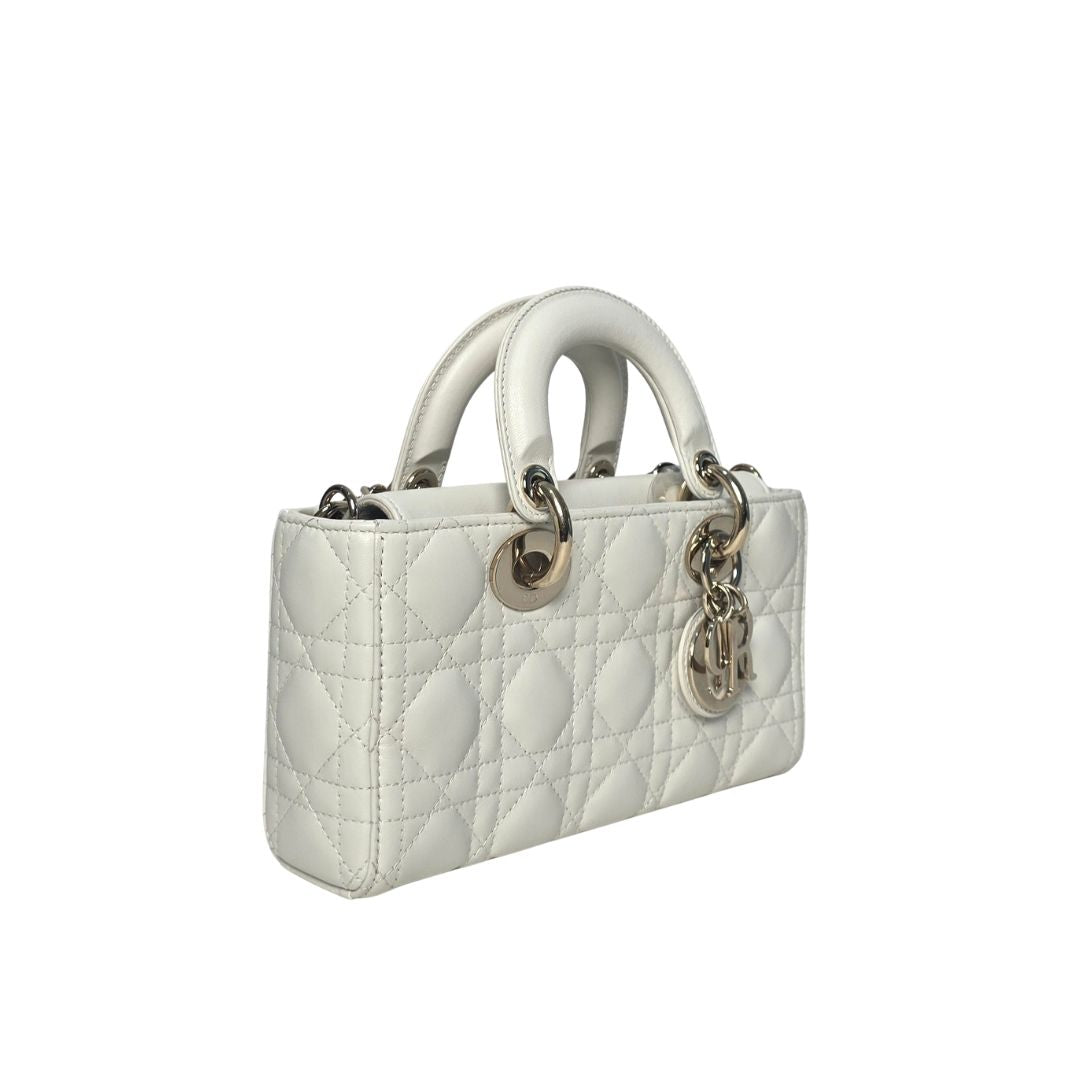 Dior Lady D-Joy Small Lambskin Leather White Bag