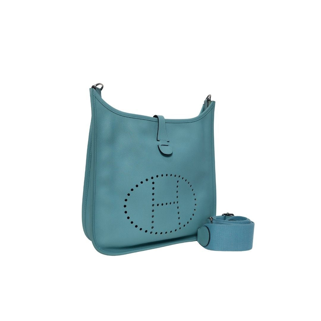 Hermes Evelyne Blue Lagoon Leather Bag