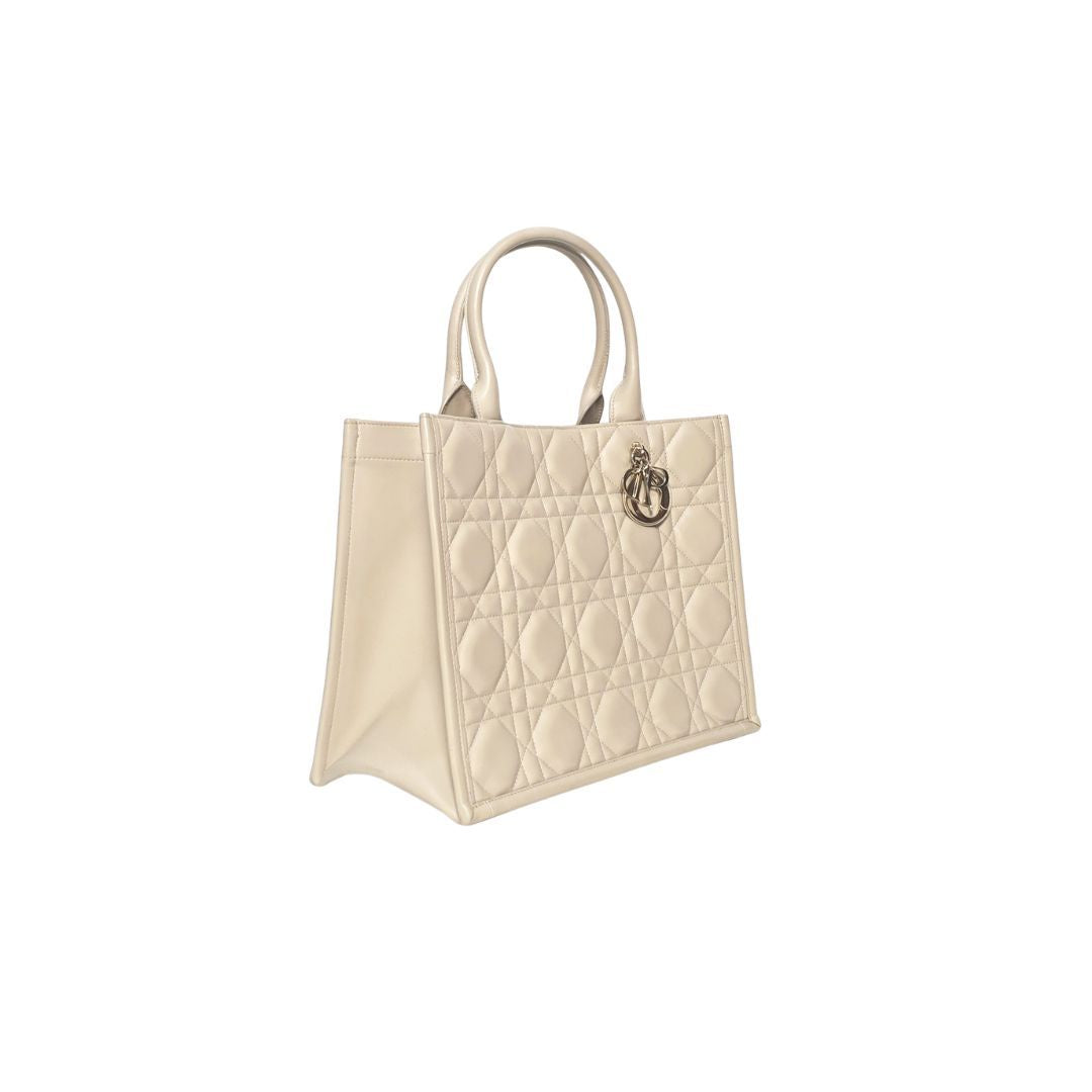 Dior Beige Macrocannage Calfskin Leather Book Tote Bag