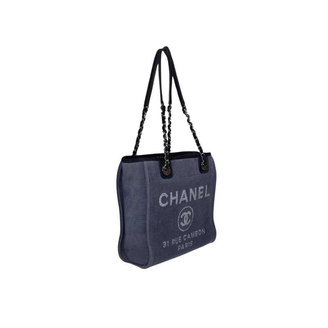 Chanel Deauville Blue Canvas Tote