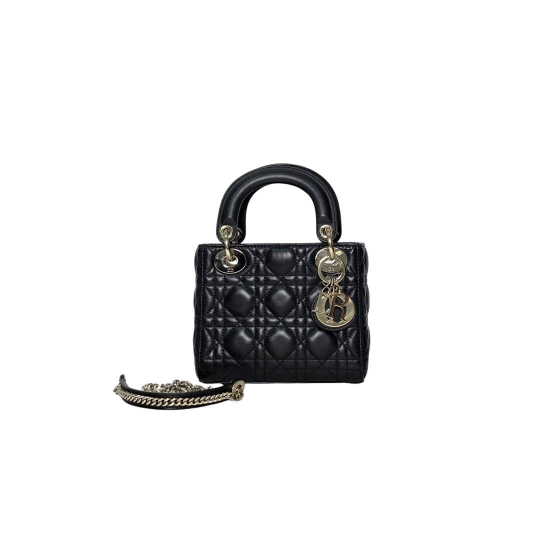 Dior Lady Mini Lambskin Black Bag
