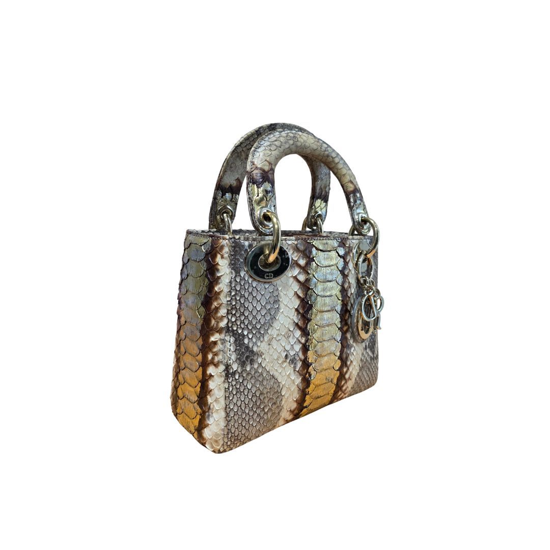 Dior Lady Mini Bicolor Python Leather Bag