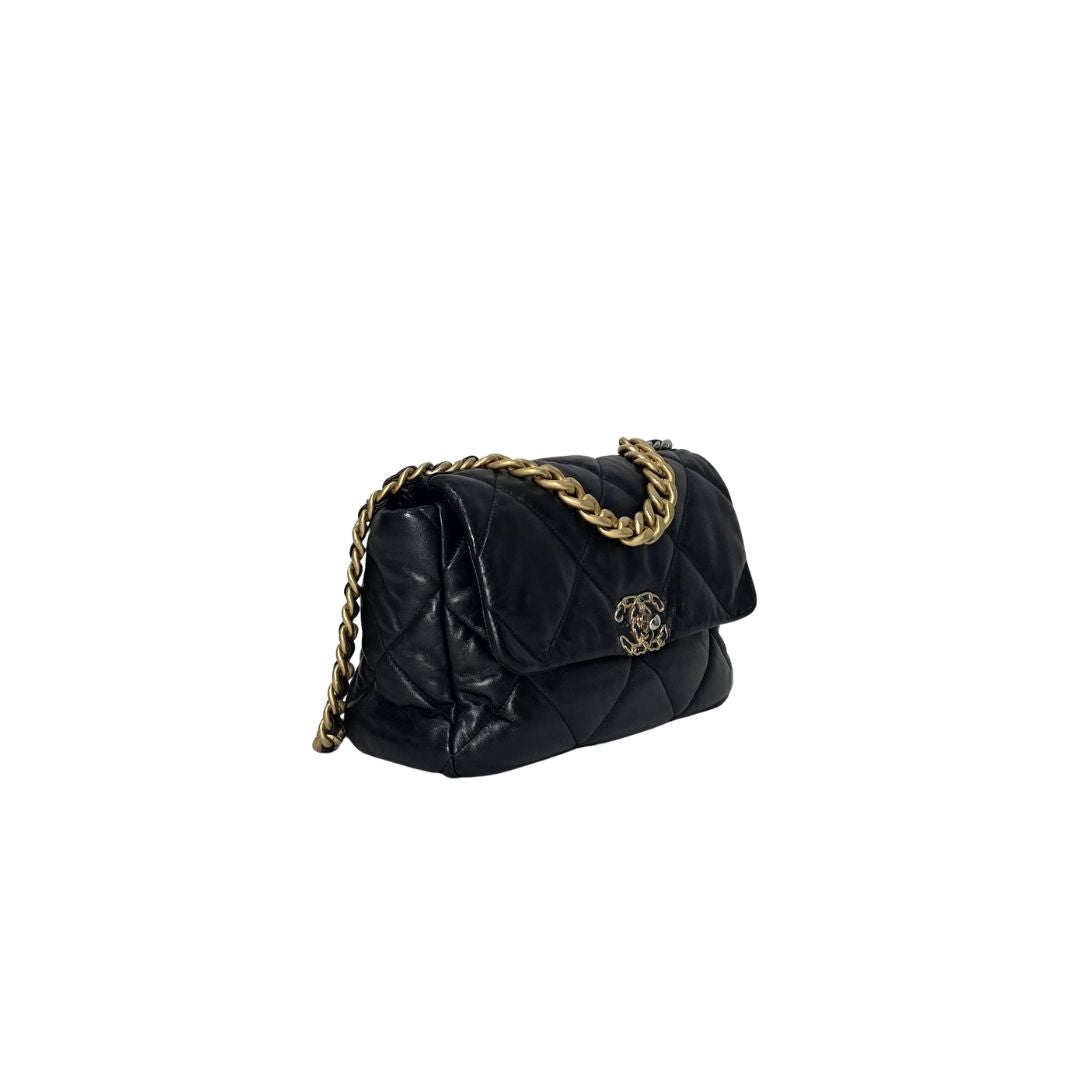 Chanel 19 Mixed-Metal Hardware Flap Leather Black Bag