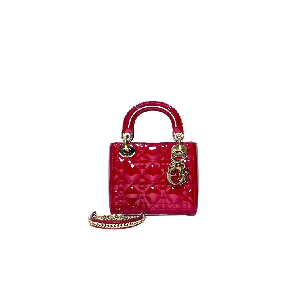 Dior Lady Mini Patent Red Bag
