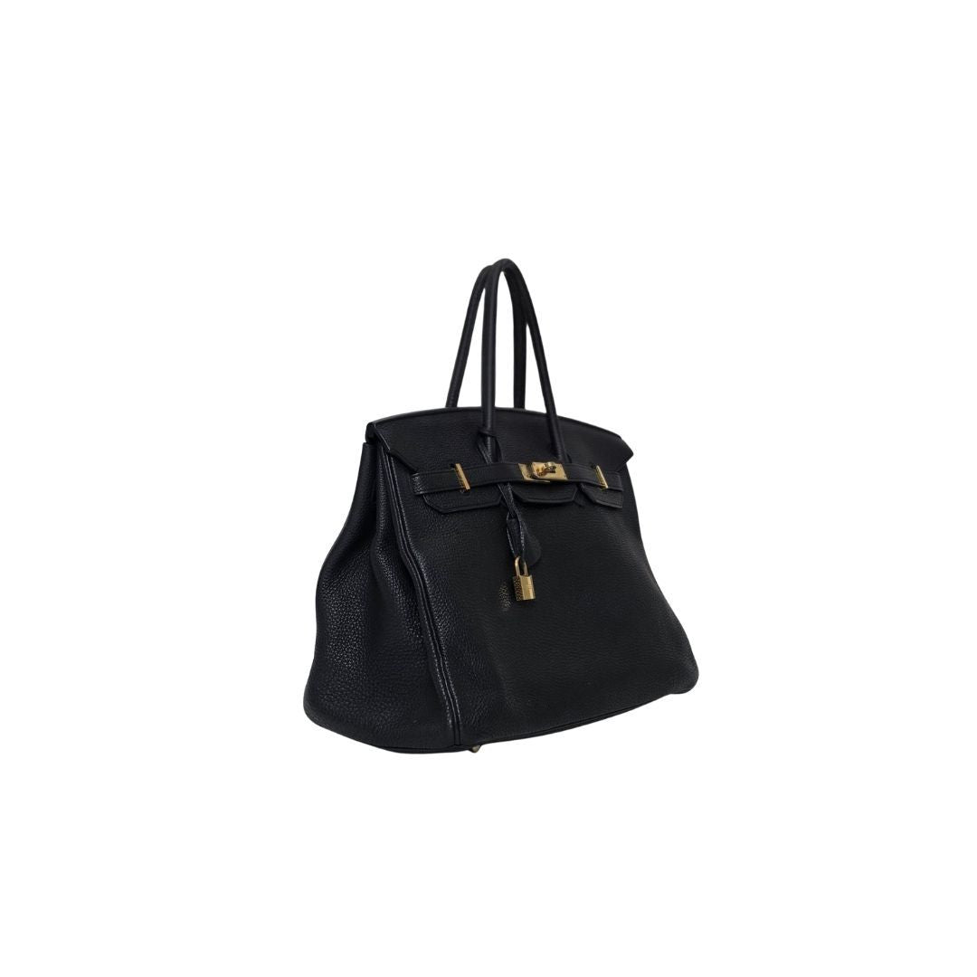 Hermes Birkin 35 Clemence Leather Black Bag