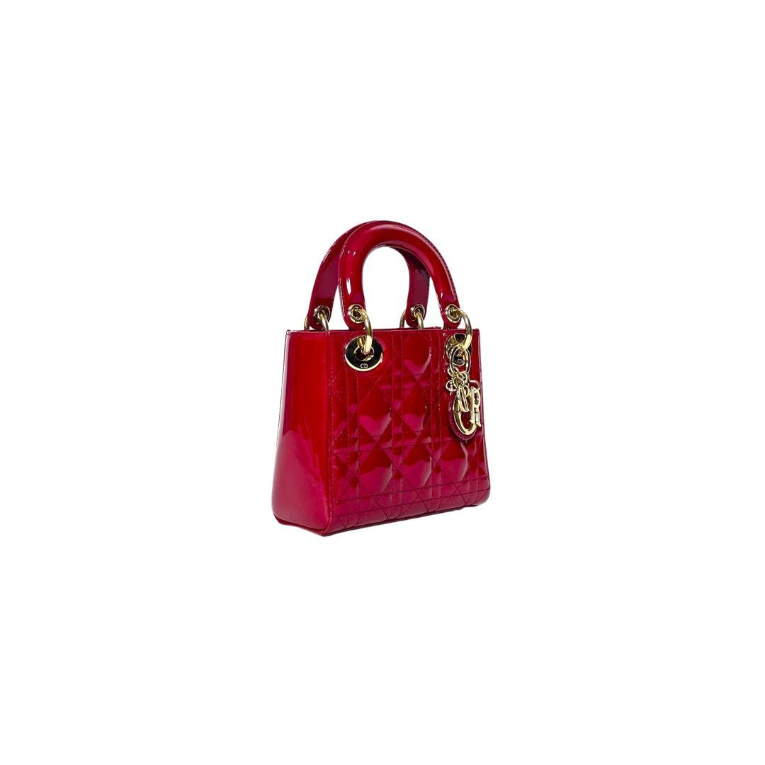 Dior Lady Mini Patent Red Bag