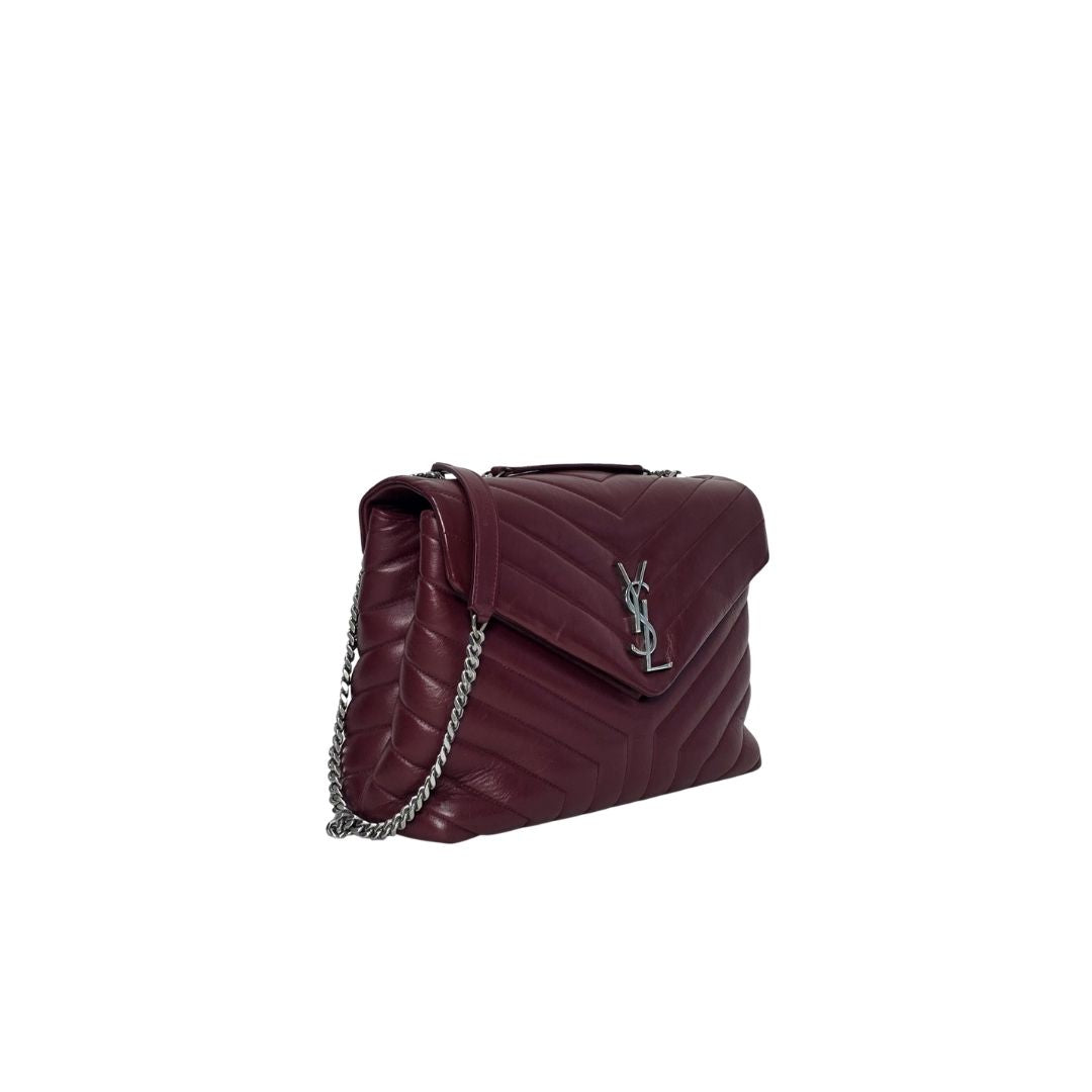 Saint Laurent Loulou Quilted Leather Burgundy Bag