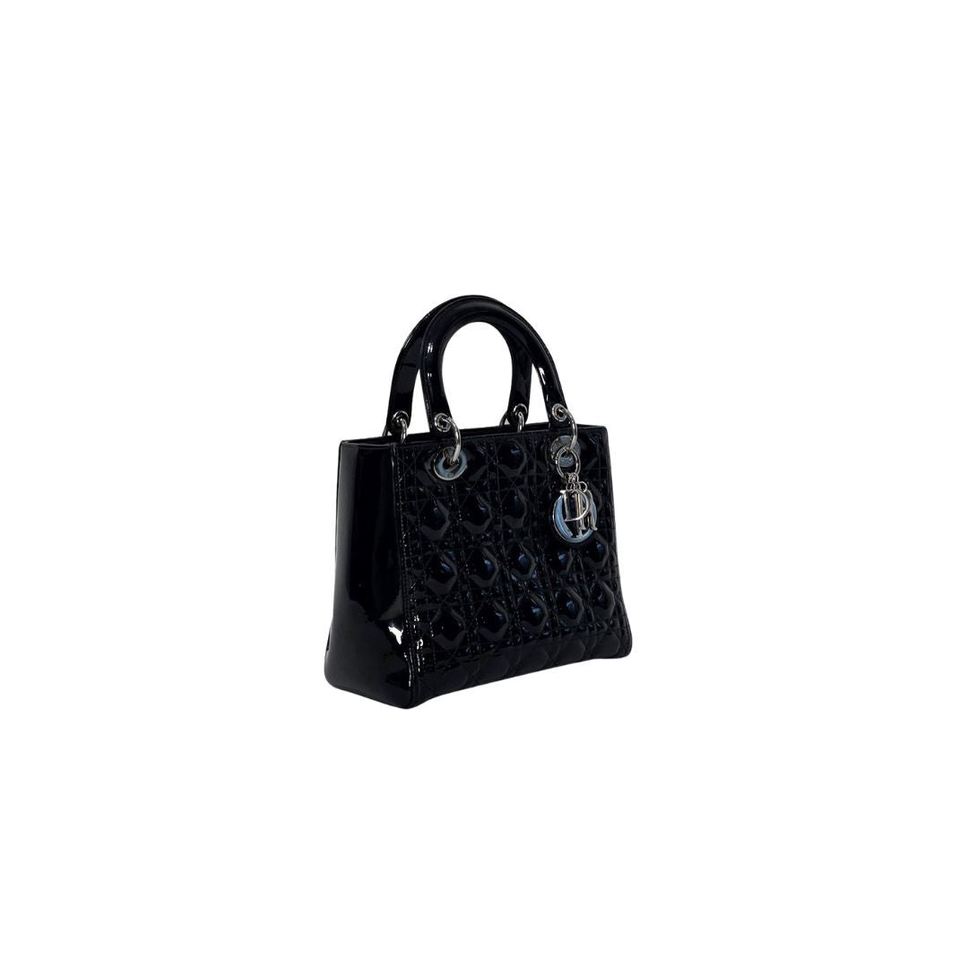 Dior Lady Medium Patent Black Bag