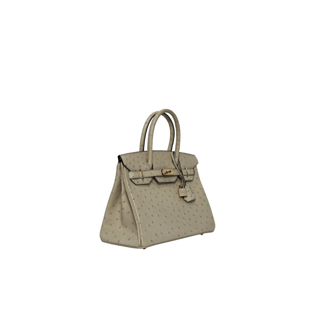 Hermes Birkin 30 Ostrich Parchemin Bag