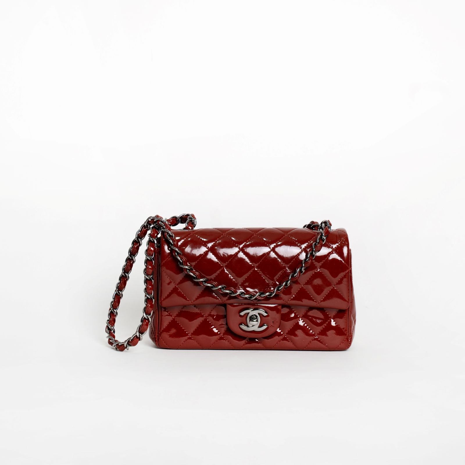 Chanel Mini Rectangle Red Patent Leather Bag