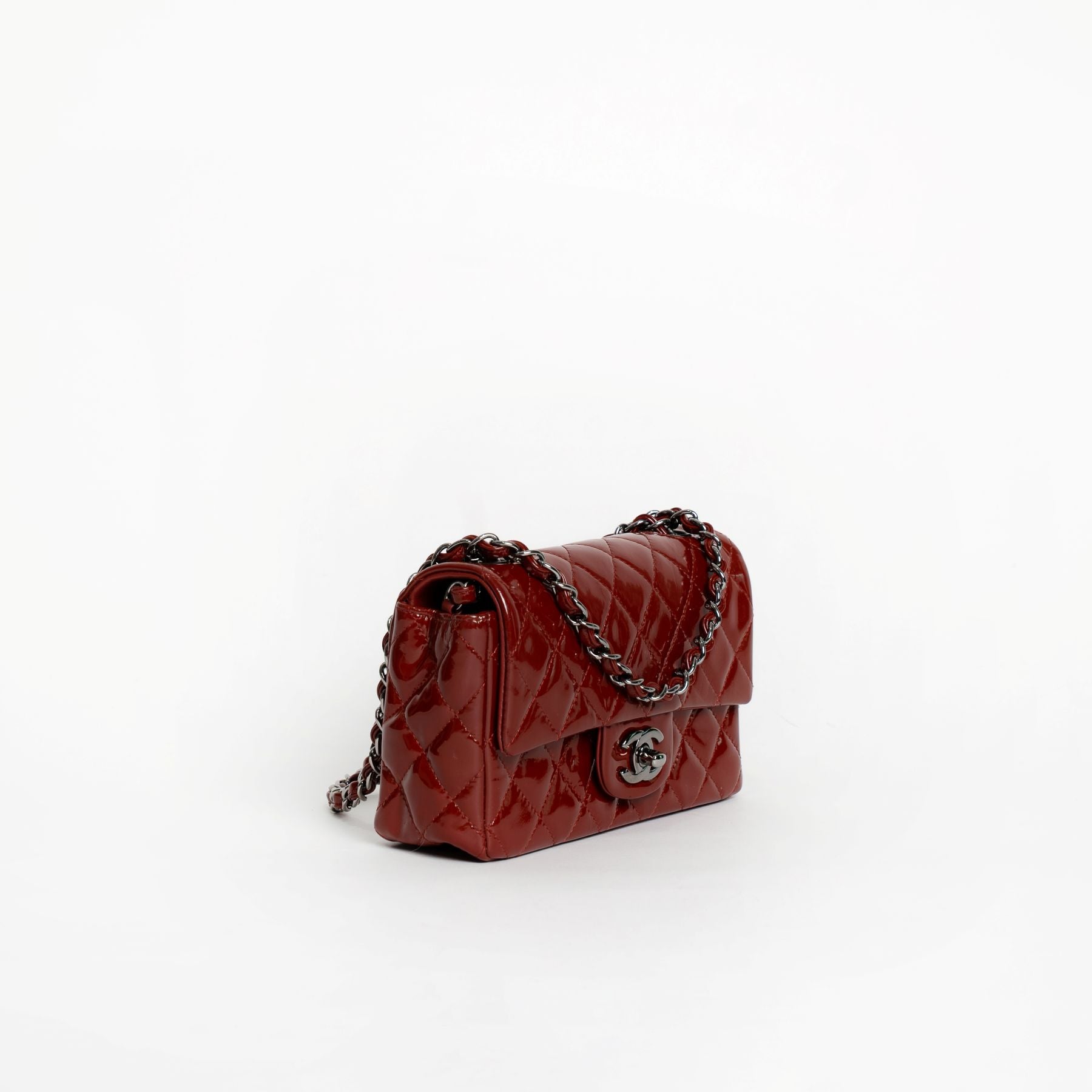 Chanel Mini Rectangle Red Patent Leather Bag