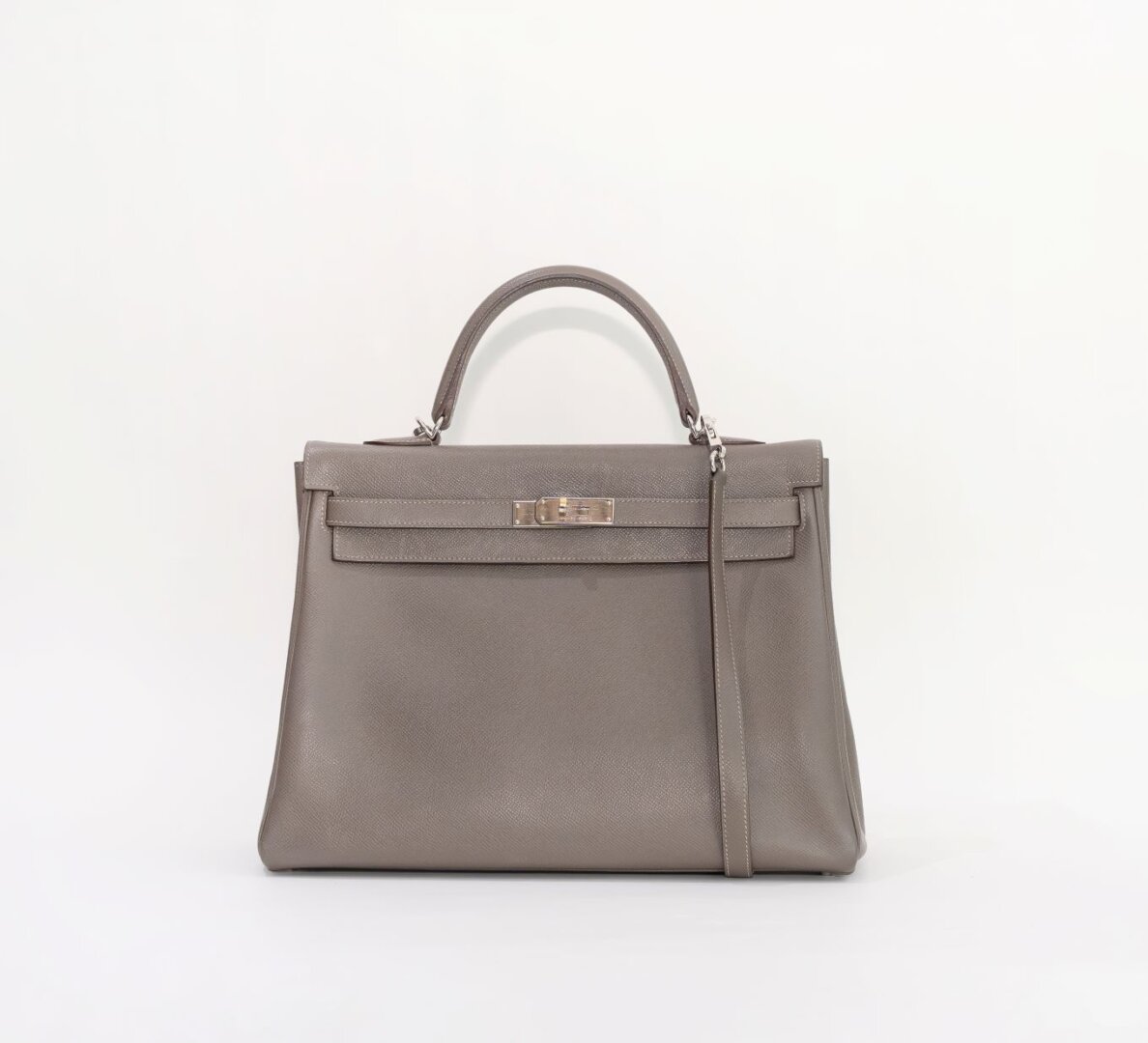 Hermes Kelly 35 Etain Epsom Leather Bag