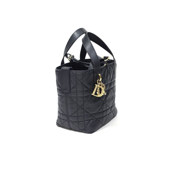 Dior Toujours Calfskin Leather Small Tote Black Bag