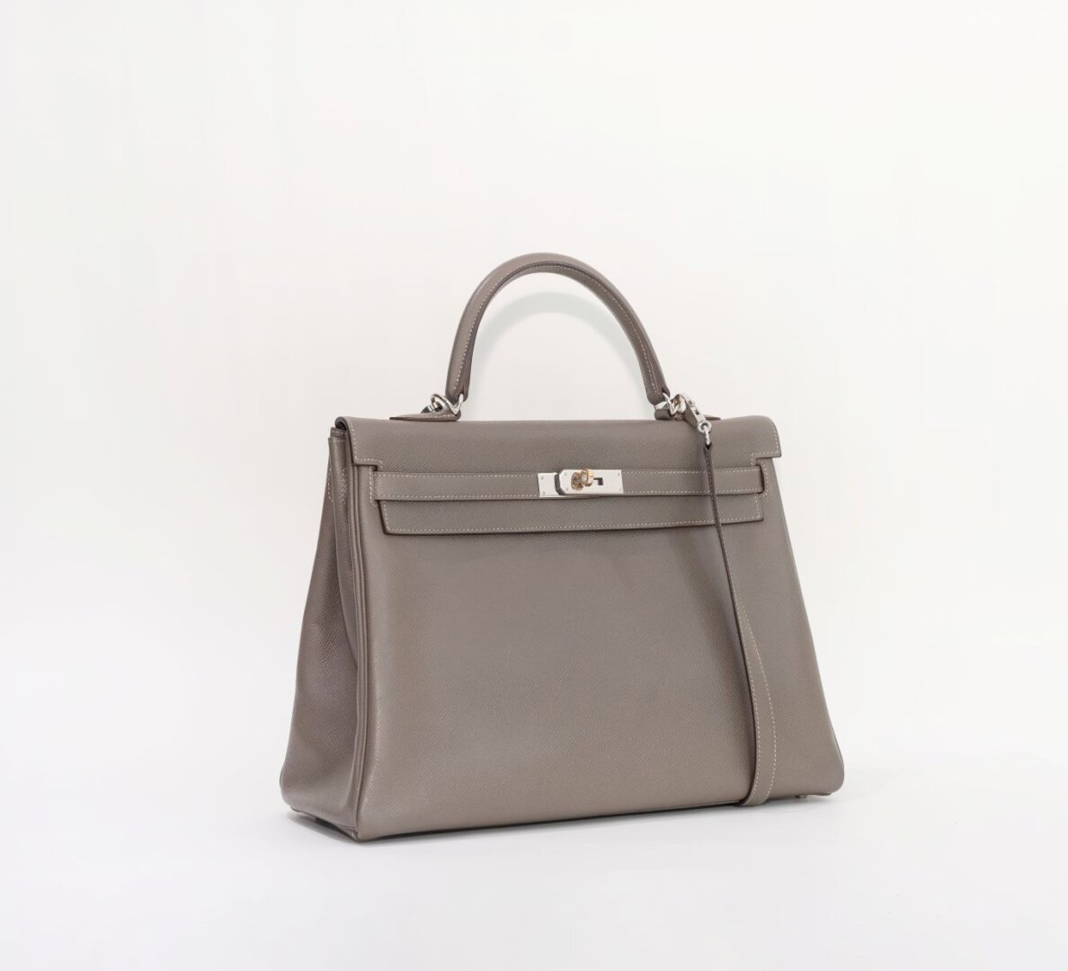 Hermes Kelly 35 Etain Epsom Leather Bag