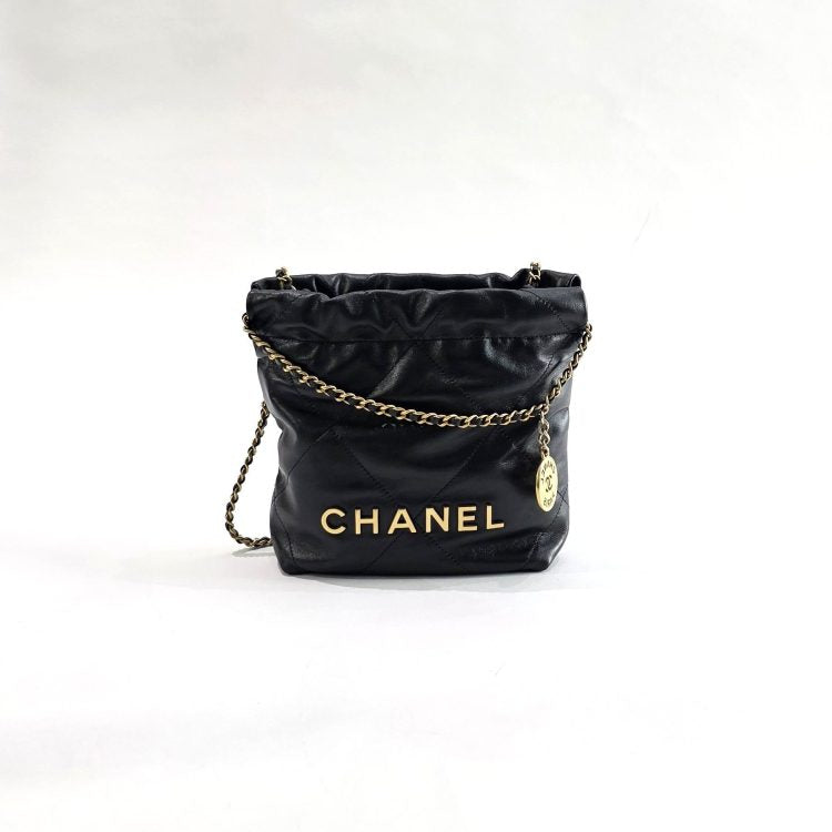 Chanel Black Quilted Leather Mini 22 Chain Bag