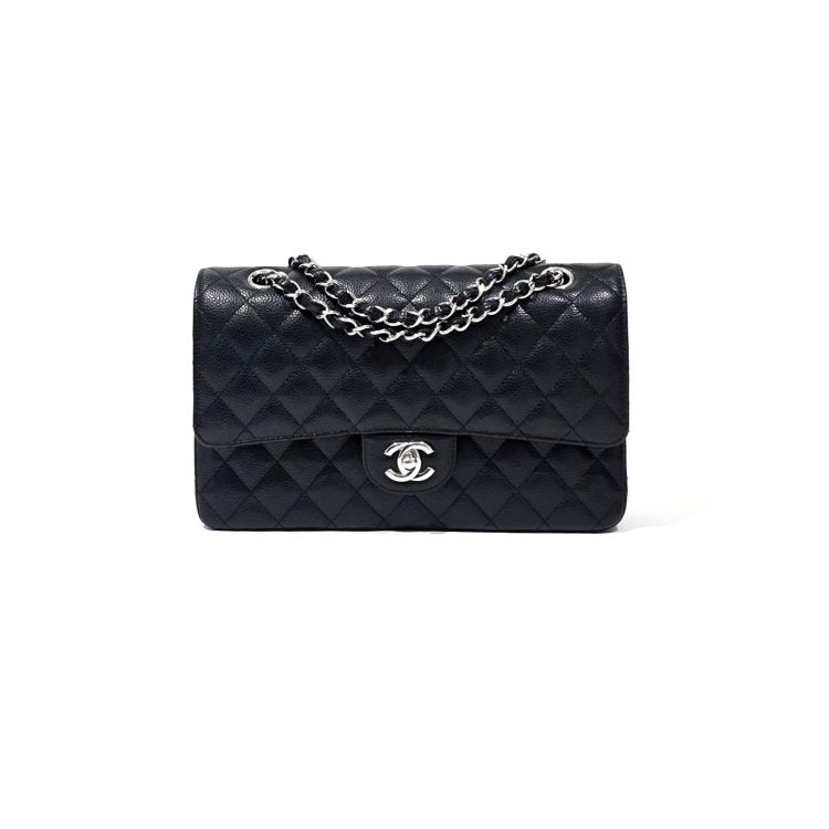 Chanel Classic Medium Double Flap Caviar Leather Black Bag