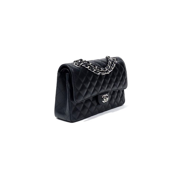 Chanel Classic Medium Double Flap Caviar Leather Black Bag