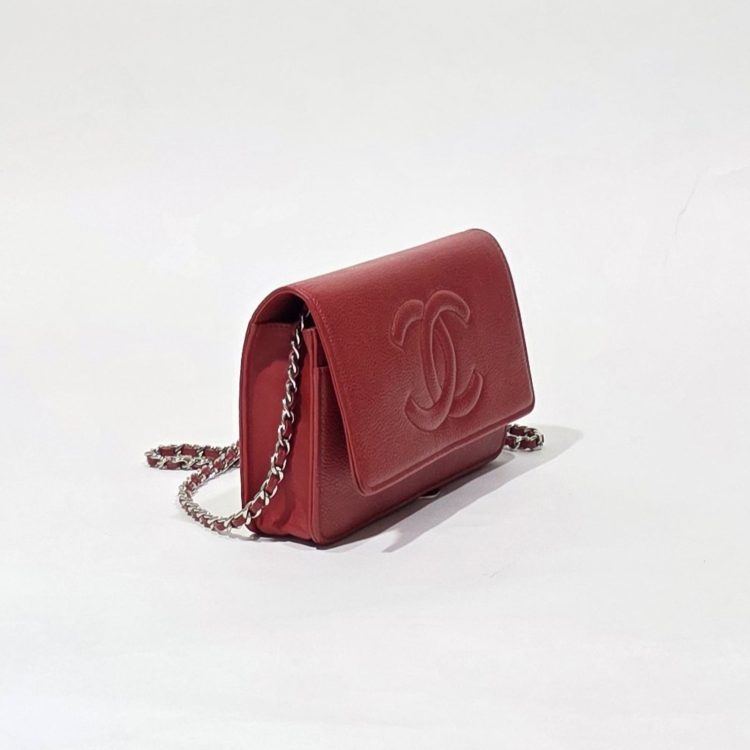 Chanel Wallet on Chain Caviar Red Bag