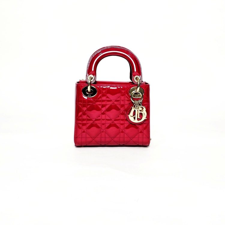 Dior Mini Patent Leather Dark Red Bag