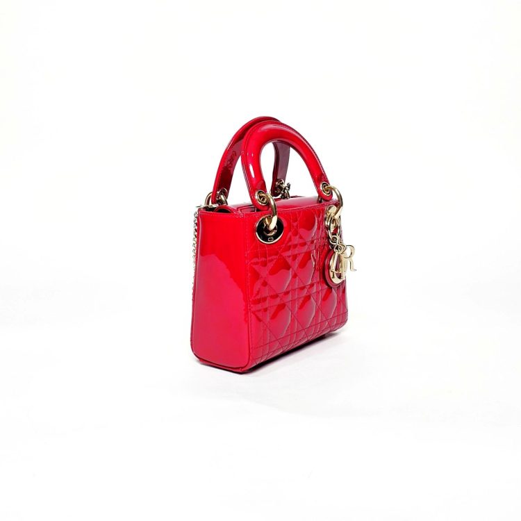 Dior Mini Patent Leather Dark Red Bag