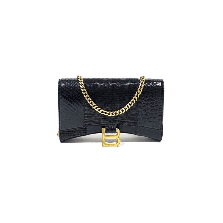 Balenciaga Hourglass Black Leather Bag
