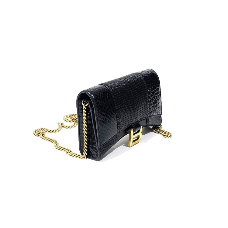Balenciaga Hourglass Black Leather Bag