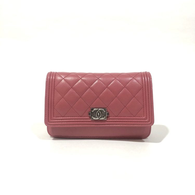 Chanel Boy Wallet On Chain Pink Bag