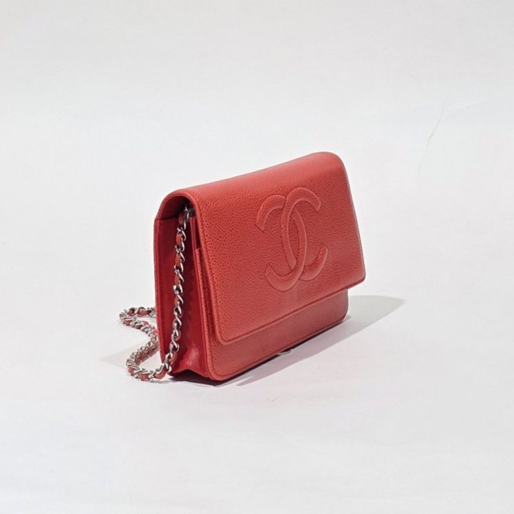 Chanel Wallet on Chain Caviar Coral Bag