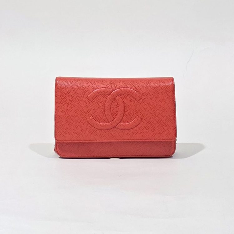 Chanel Wallet on Chain Caviar Coral Bag