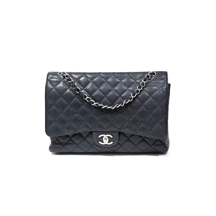 Chanel Black Maxi Caviar Leather Classic Flap Bag