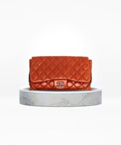 Chanel Red Lambskin Triple Accordion Flap Bag