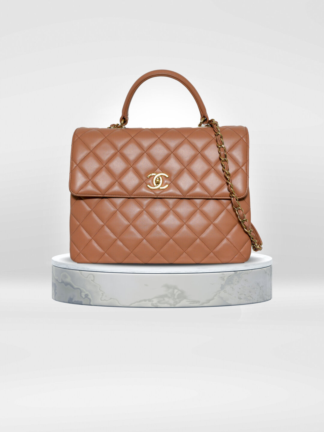 Chanel Caramel Trendy CC Top Handle Flap Bag Medium - Mayas Brand