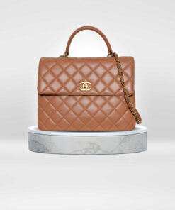 Chanel Caramel Trendy CC Top Handle Flap Bag Medium