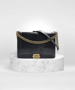 Chanel Black Leather Maxi Boy Flap Bag