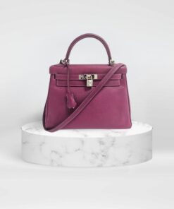 Hermes Kelly 28  Tosca and Rose Tyrien Epsom Leather