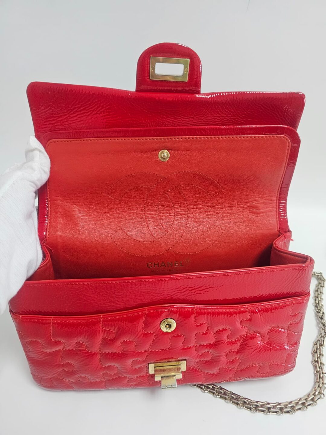 Chanel Patent Leather Puzzle Tote - Red Handle Bags, Handbags - CHA837826
