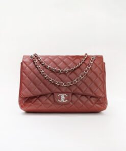 Chanel Maxi Classic Double Flap in Burgundy Caviar Leather