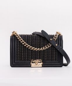 Chanel Boy Braided Woven Lambskin Old Medium
