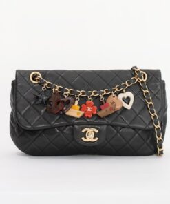 Chanel Valentines Black Leather Charmes Bag