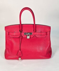 Hermès Birkin 35 Retourne Rouge Clemence Leather Bag