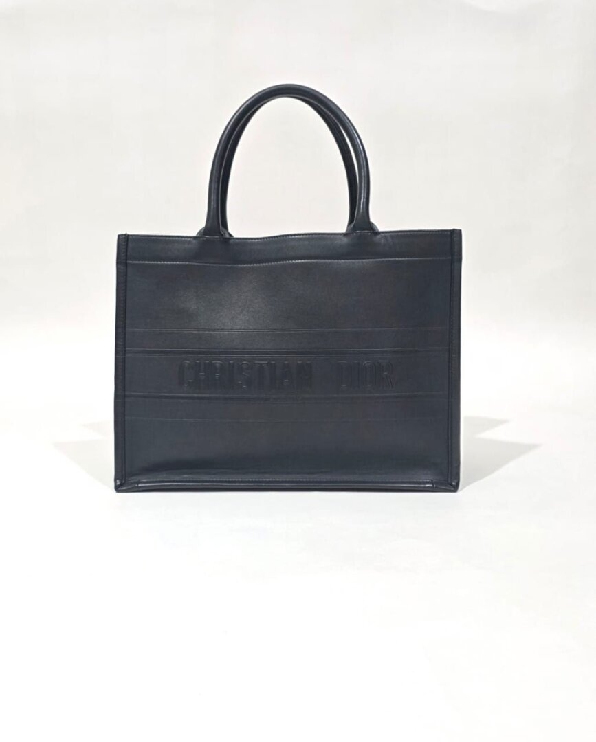 Dior Black Embossed Leather Book Tote