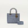 Dior Blue Cannage Embroidered Canvas Medium Lady D-Lite Tote