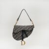 Dior Oblique Canvas Saddle Navy Leather Bag