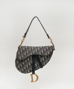 Dior Oblique Canvas Saddle Navy Leather Bag