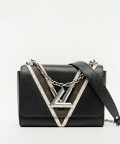 Louis Vuitton Noir Monogram Twist Studded Bag