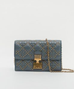 Dior Addict Grey Cannage Studded Flap Bag