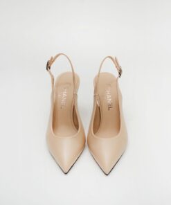 Chanel Slingback Pumps Beige Leather